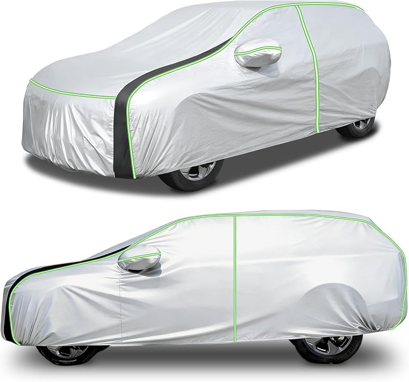 420D Waterproof | Sunshade Car Cover Fits for Jeep Grand Cherokee 1993-2026, All Weather Car Covers for Grand Cherokee Accessories, with Zipper & Reflective Safety Strips