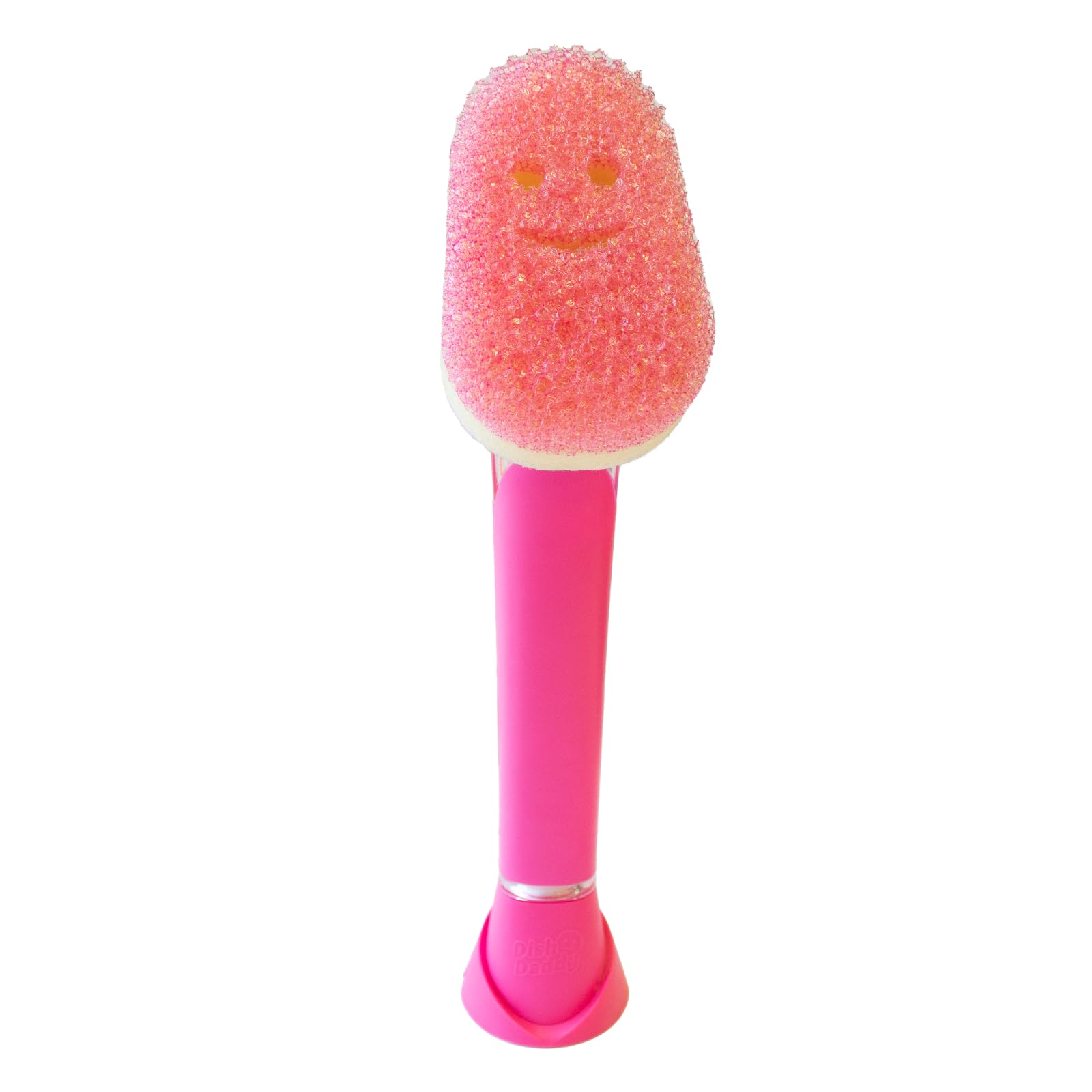 Scrub Daddy Dish Daddy - Brosse Vaisselle avec Réservoir et Éponge Grattante FlexTexture, Manche Intégré, Rose