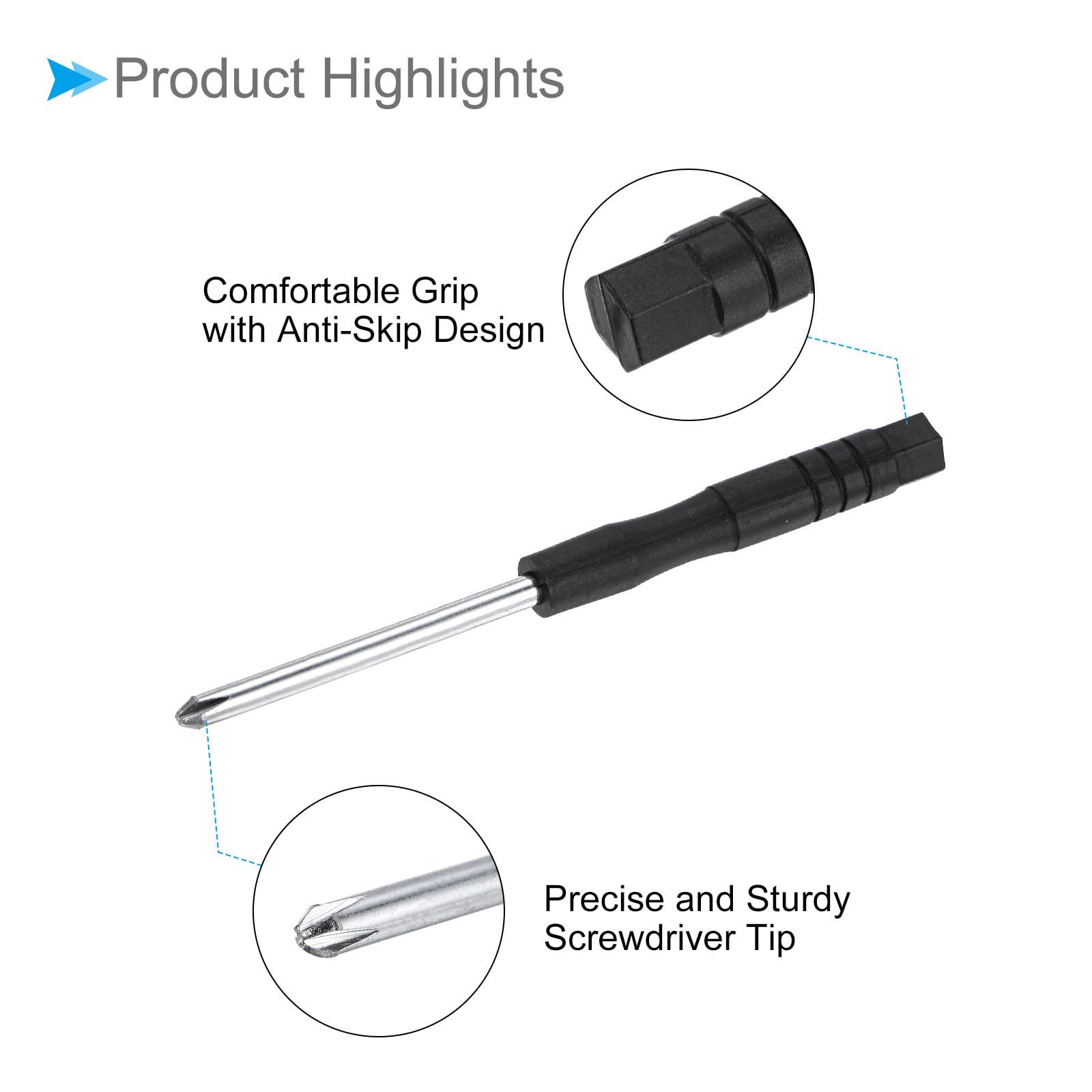 CoCud Tiny Phillips Screwdriver, 3mm Size 80mm Length, S2 Steel Cross Head Screw Driver with Non-Slip Handle - Image 4