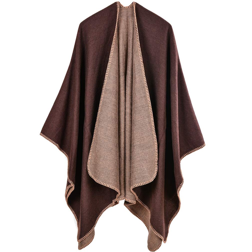 Lifetooler Shawls for Women Elegant Knitted Poncho Cape Open Front Cardigan Reversible Oversized Plain Shawl for Evening Wedding