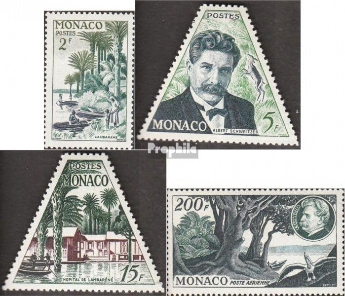 Sellos de colección Mónaco 492-495 Prophila 1955 Schweitzer serie completa con charnela postal