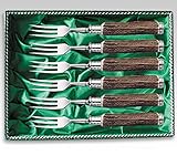 rehwappen solingen knives  Rehwappen Solingen Linder 6 Stueck Steakgabeln Hirschhorn