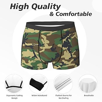 Abbigliamento Motocross Confezione Da 3 Boxer Mimetici Per Uomo - Cotone, Elasticizzati, Stile Vintage Boxer Corti Mimetici Elasticizzati - Foto 9