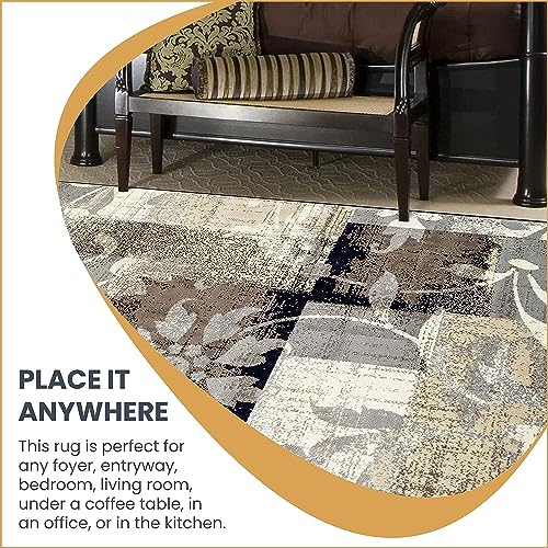 Tapis antidérapant lavable patchwork marron 3x4,2m sécurité et grand confort Superior Pastiche - 7