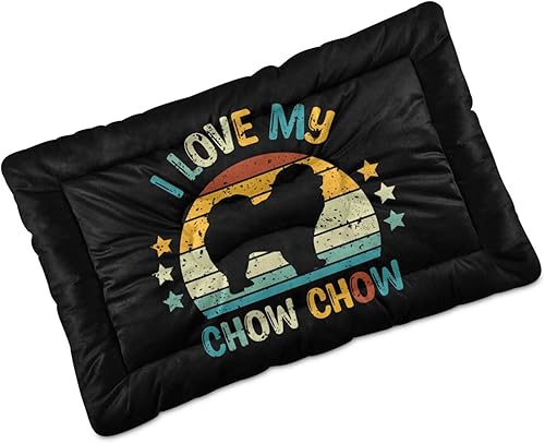 Chow Pattern Warm Dog Crate Bed Mat, Soft Pet Sleeping Mat Dog Bed for Crate Suitable for Small Dogs Cats, Machine Washable Dog Mattress, Anti-Slip