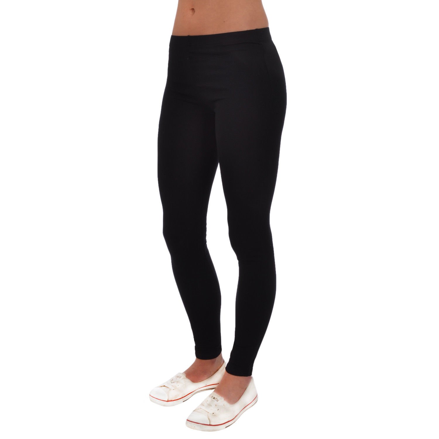 Sufiah Women's Black Running Yoga Tights Plain Full Length Long Stretch Leggings Pants Everyday Skinny Jeggings (Xl, -Tight)