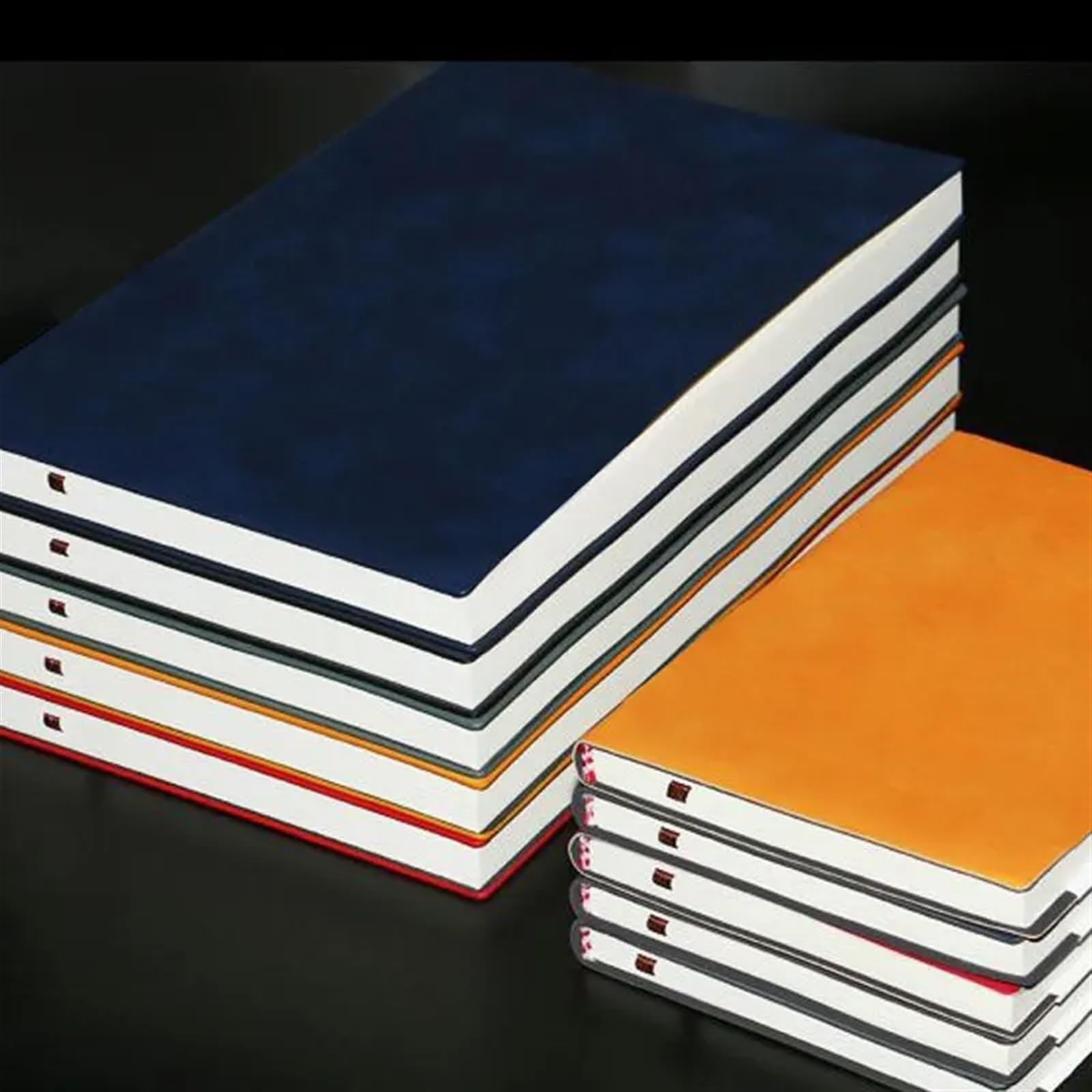 Notizbuch 2Set A5 A6 Notizbuch Leder Büro Tagebuch Notizblock Briefpapier Schülerklasse liniertes 160 Seiten/240 Seiten(Black,A5 240pages)