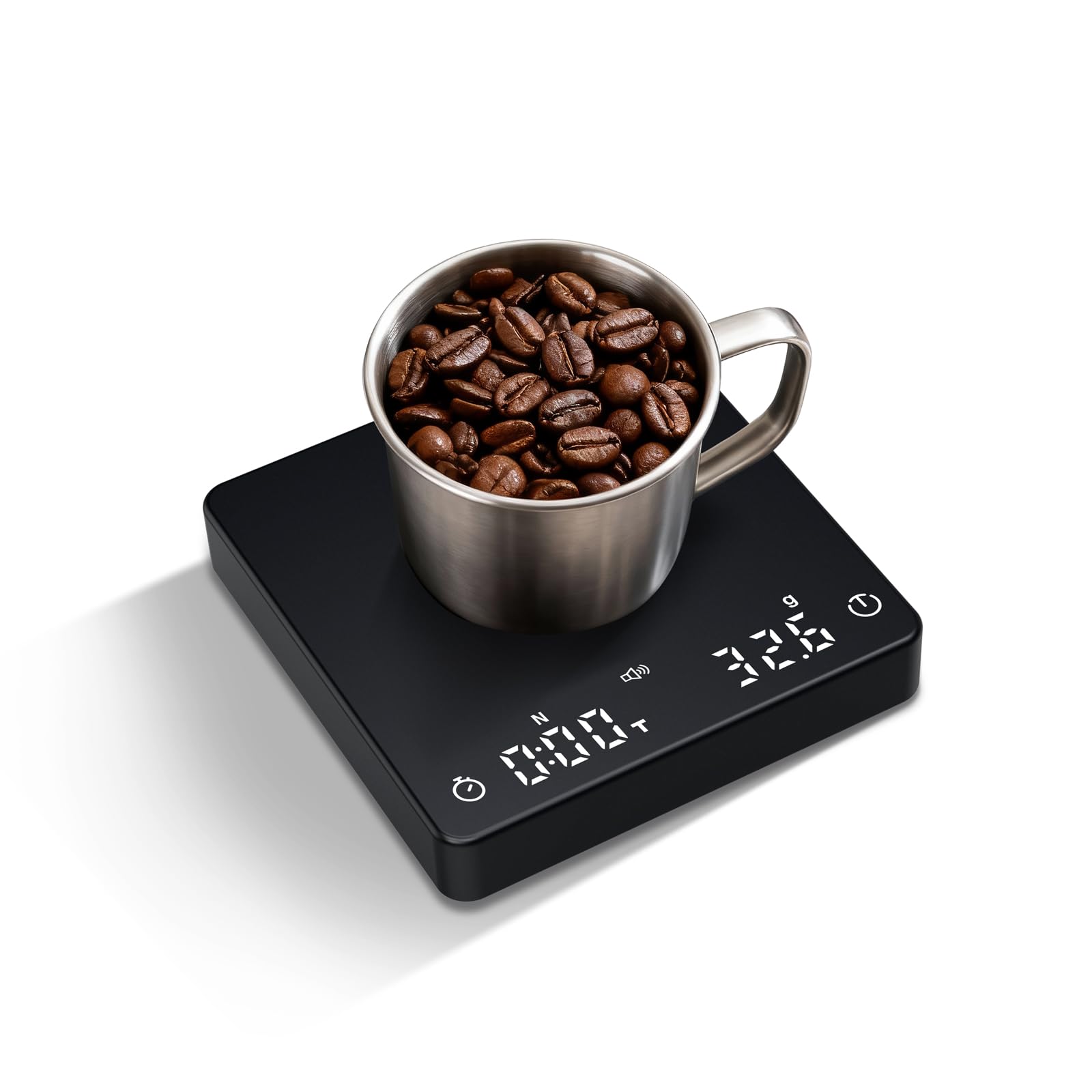 Rechargeable Coffee Scale with Auto Timing,Mini Espresso Scale with Timer, 2kg/0.1g High Precision Scale for Coffee Beans, Black