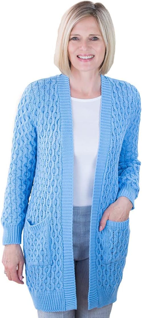 Fashion Friendly Cable Knit Cardigan Blue Extra Large