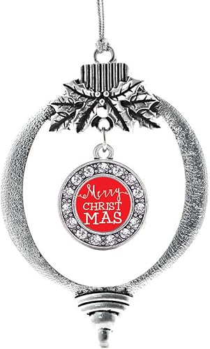 Miniatura 224 de Inspired Silver - My Vintage Initials - Adorno con dije de letra V - Adornos navideños de círculo plateado con joyas de circonita cúbica