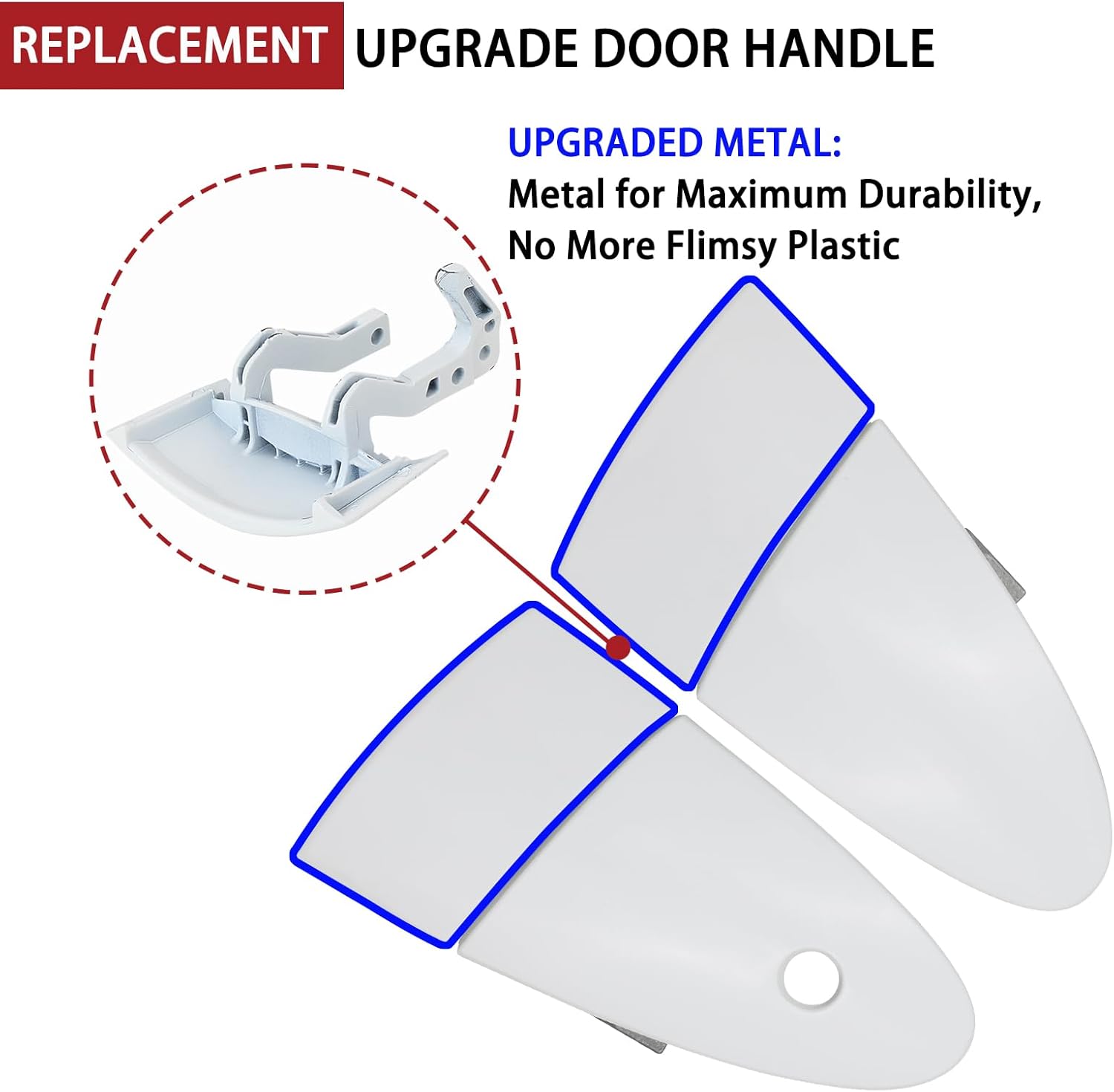 TQPONLY Upgrade Metal Exterior Door Handle | Fits Honda CR-Z CRZ 2011-2016 Front Left & Right Side | Outside Handle Outer Door Part (White)