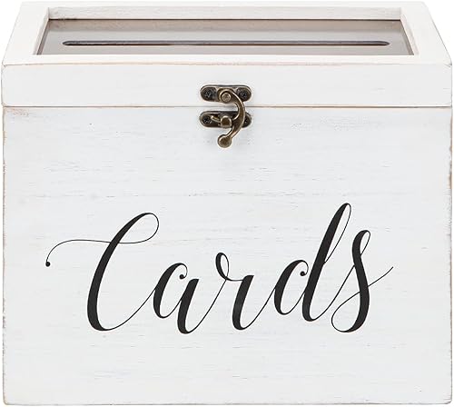 NIKKY HOME Caja de tarjeta de regalo de boda, cajas de madera para tarjetas de boda para recepción con ranura de acabado envejecido, caja de tarjeta