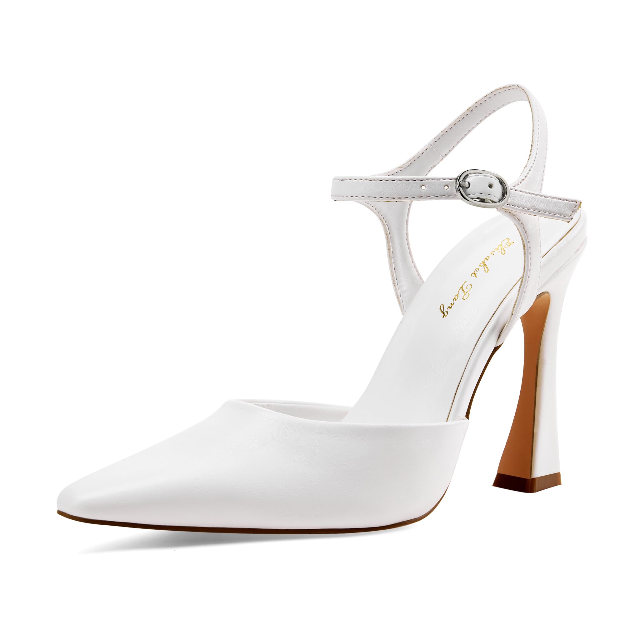 Zhabtuc Zapatos de Salón Mujer Sexy Stiletto Tacón 10 cm Punta Cuadrada Puntiaguda Correas Correa de Tobillo Ajustable Cómodos