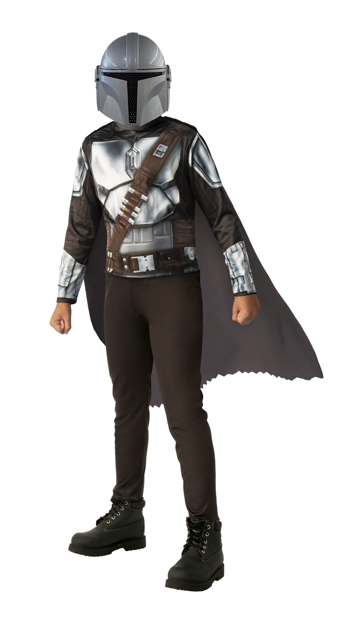 RUBIE'S Star Wars Officiel - Costume Le Mandalorien - Taille 7-​8 Ans - Déguisement Classique Enfant avec Combinaison, Cape et Masque issus de la Série The Mandalorian - pour Hallowwen,