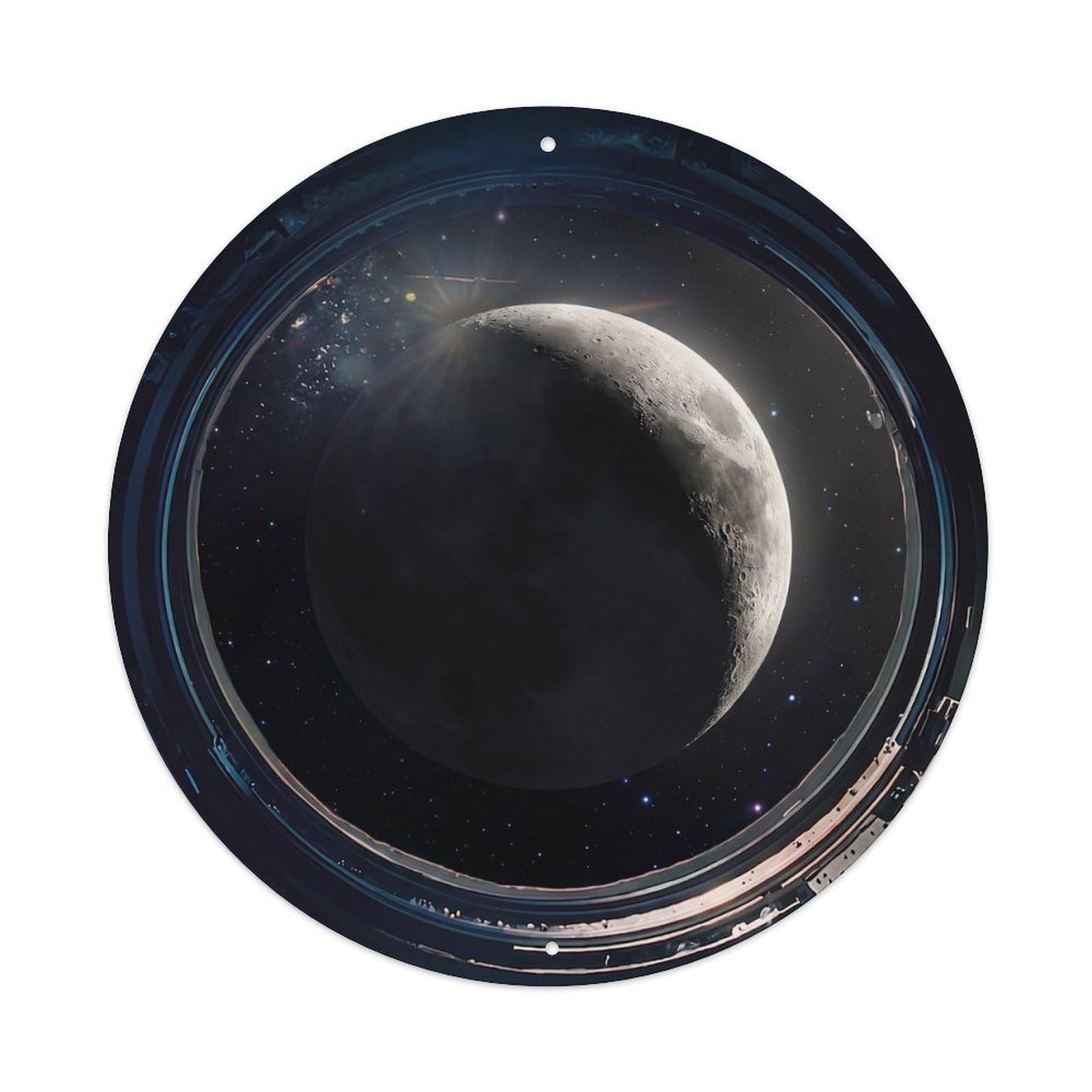 Moon Crescent Phase Closeup Metal Tin Sign