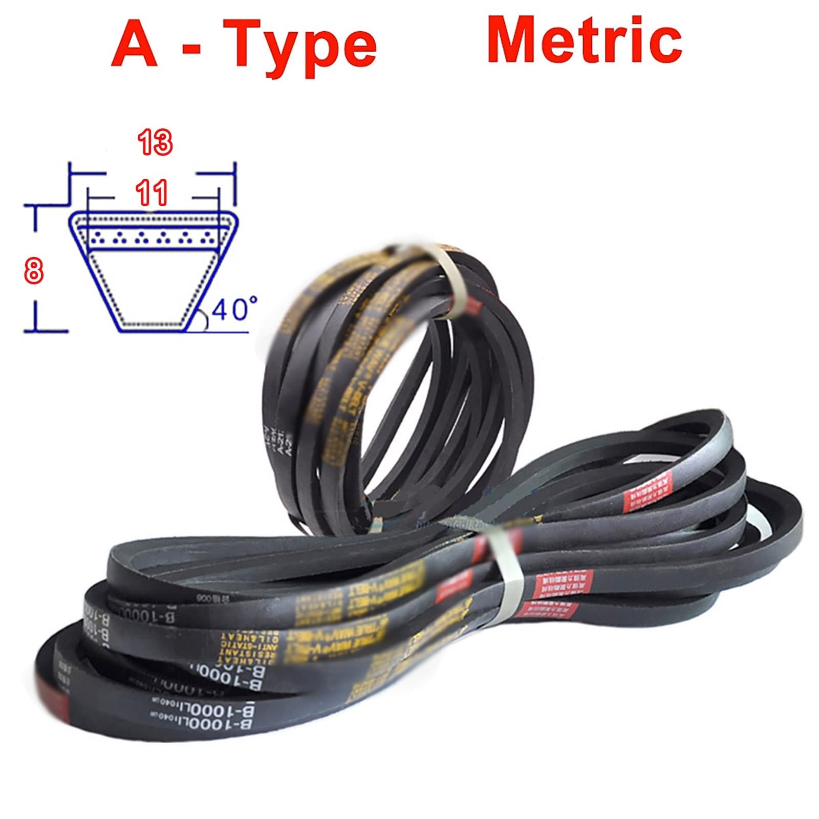 Cinghia Trapezoidale Una Sezione Cinghia Trapezoidale Cinghia A-500mm ~ A-1000mm Per Attrezzature Automobilistiche Attrezzature Agricole Meccaniche 1/2/5 PZ(5pcs,A-850mm)