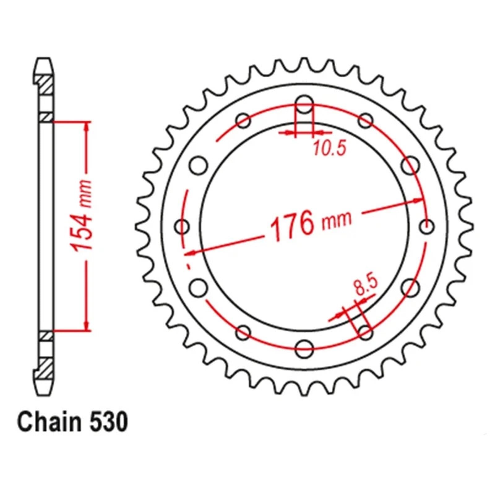 Compatible Con CB1000RA CB1000R SC60 AC 2008-2016 530 CNC 16T/44T Piñón Trasero Delantero De Motocicleta motor motocicleta piñón Kit de Cadena(44T)