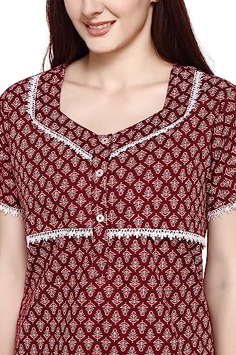 Image of Evolove Women's Cotton Long Maxi Maternity Feeding Night Gown with Pockets, Super Soft Comfortable (LNG-Feeding)