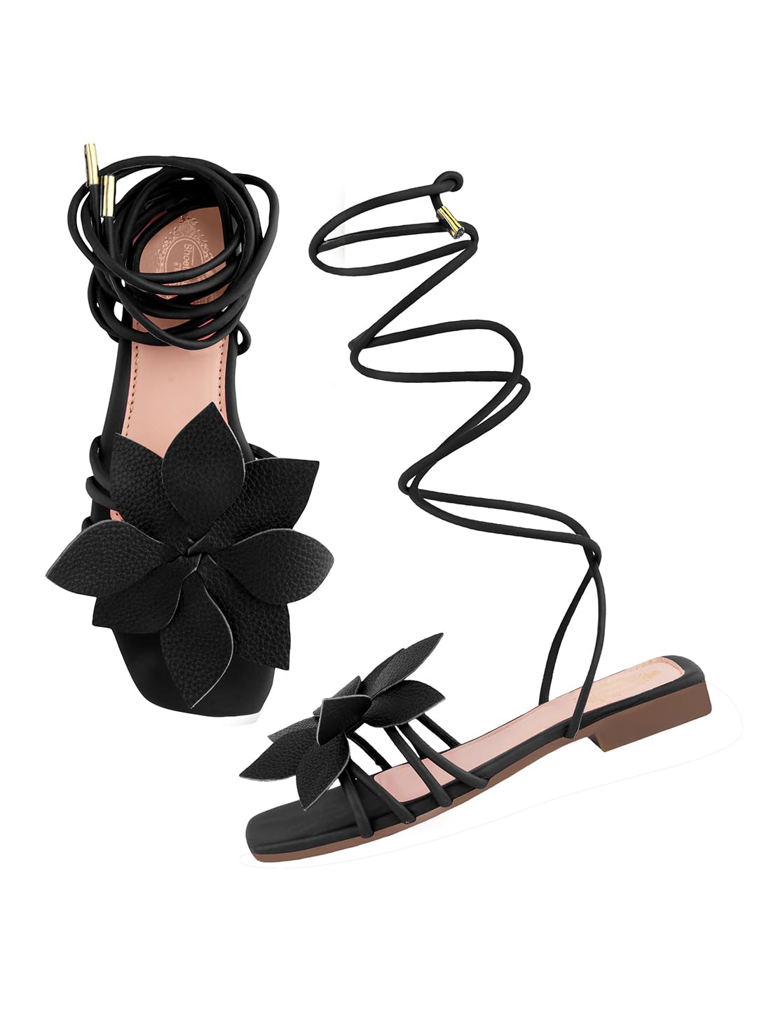 Do Bhai Stylish Trendy Casual Elegant Flower Embellished Black Flats With Tie-up Style For Women & Girls (B0D7HKJPVB) Amazon Price History, Amazon Price Tracker
