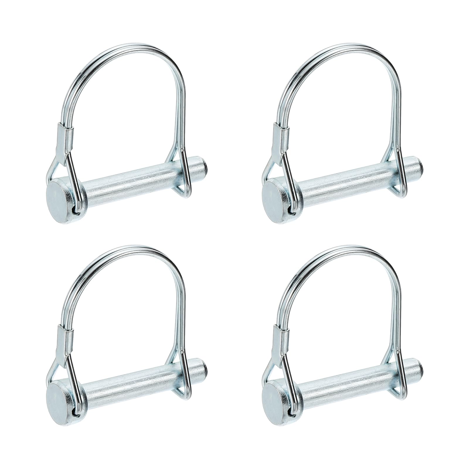 PATIKIL 4 Pcs Trailer Coupler Pins, 5/16" x 1.8" (8mm x 45mm) Safety Wire Lock Hitch Pin Arch Shaft Spring Locking Clip Half Round for Farm Trailers Lawn Garden Wagons, Silver