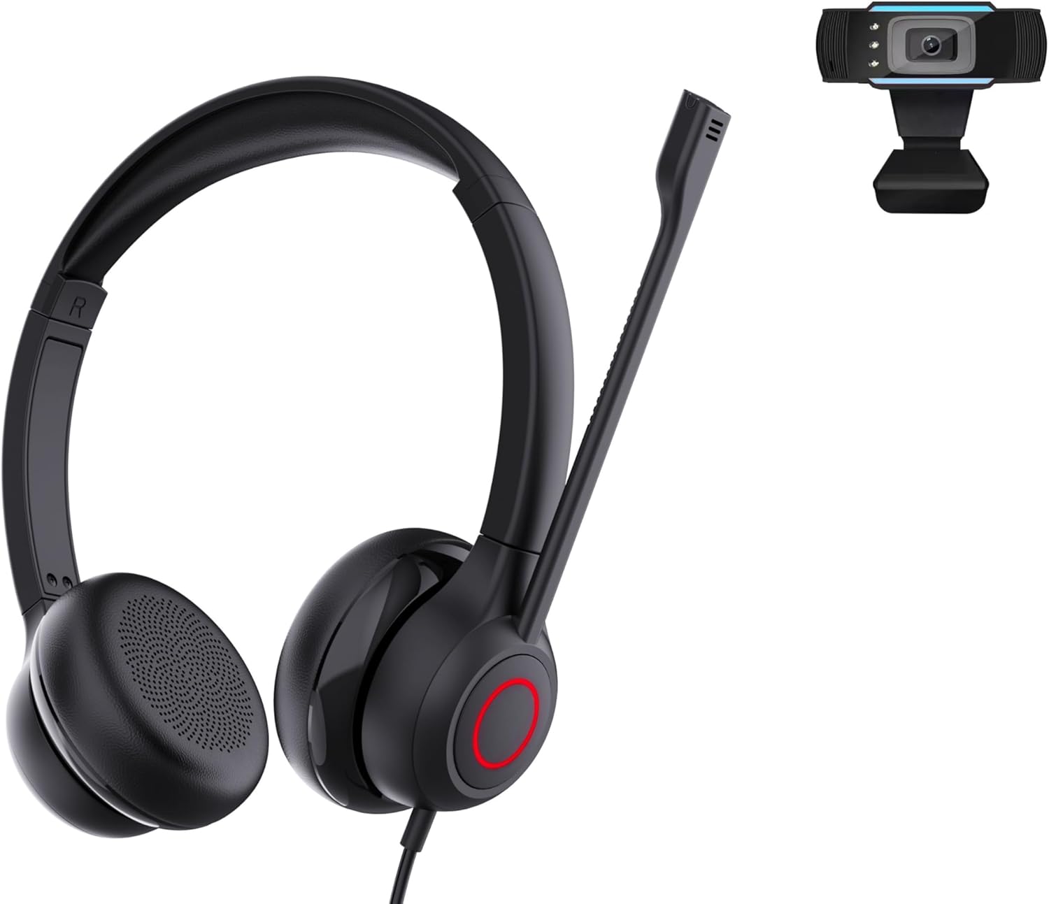 TruVoice Voicepro 80 Premium Headset and Webcam Bundle (Includes Double Ear USB Headset and 1080P Webcam) All-in-One Combination