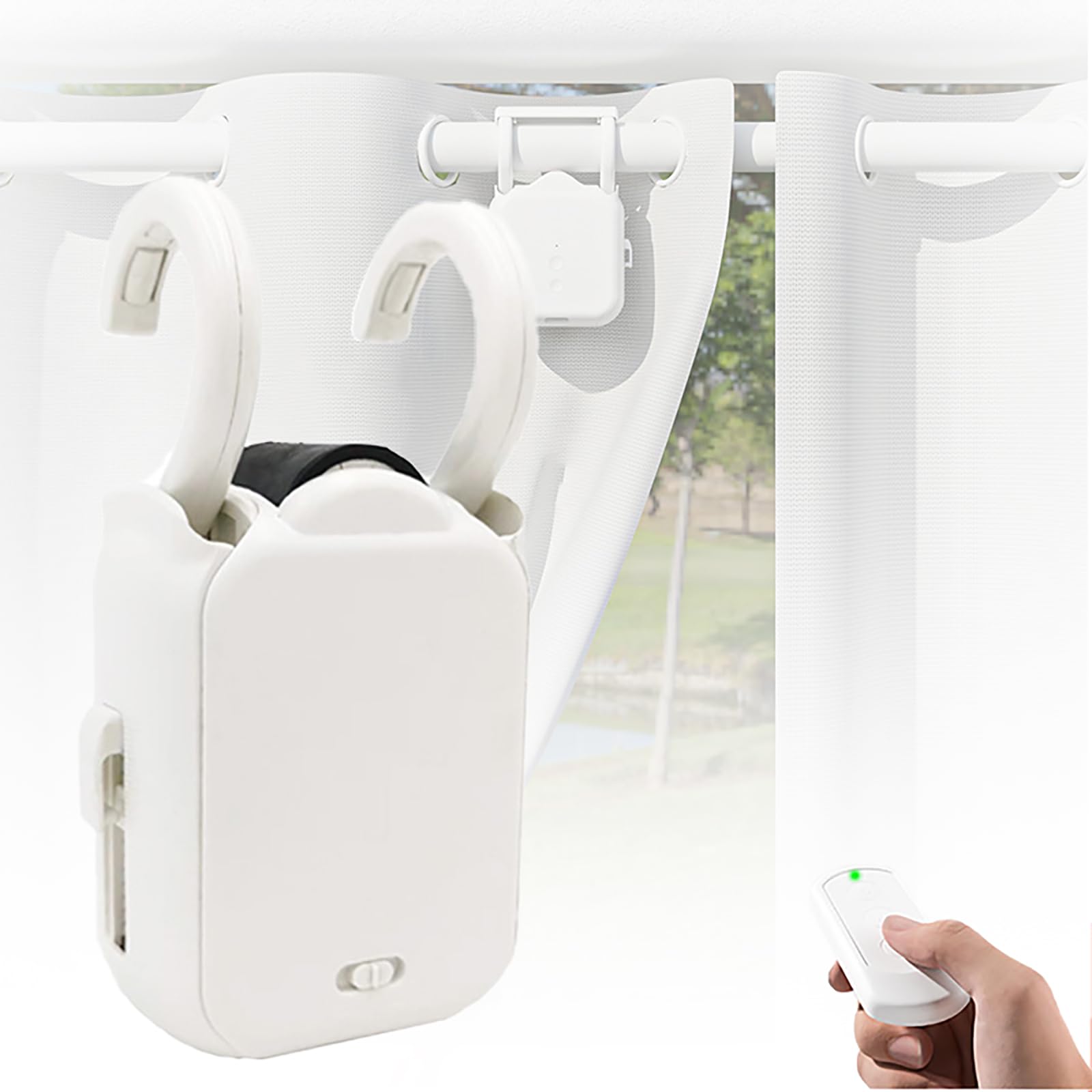 Xnzjhpp Roman Pole Smart Automatic Curtain Opener Robot For Roman & U-Rail Tracks, Timer Control For Easy Opening/Closing, No Charging Needed - Enhance Home Automation ( 1Pc)