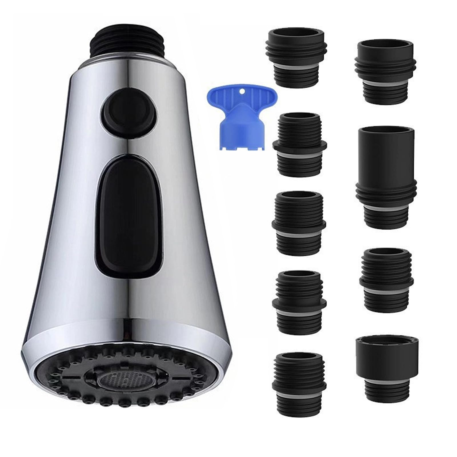 Grifo de cocina con 3 modos, accesorio para grifo de cocina, cabezal de ducha de repuesto, con botón de descarga de alta presión, para grifo de cocina y grifo de fregadero (galvanizado)