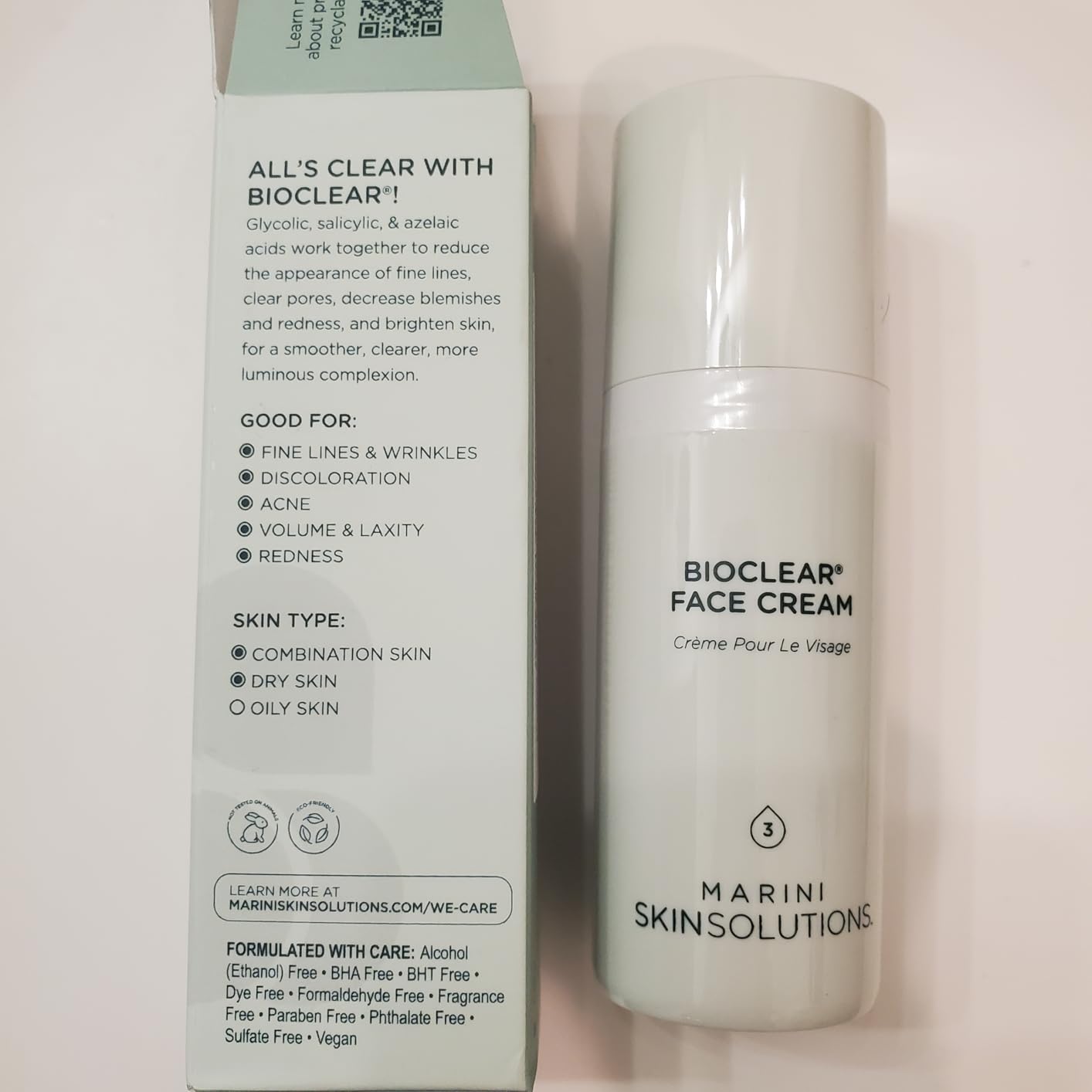 Marini SkinSolutions Bioclear Face Cream - Triple-Acid Resurfacing Solution to Reduce Appearance of Fine Lines, Wrinkles, Redness, Discoloration, Acne, Pores - Cruelty Free - Made in the USA - 1 oz