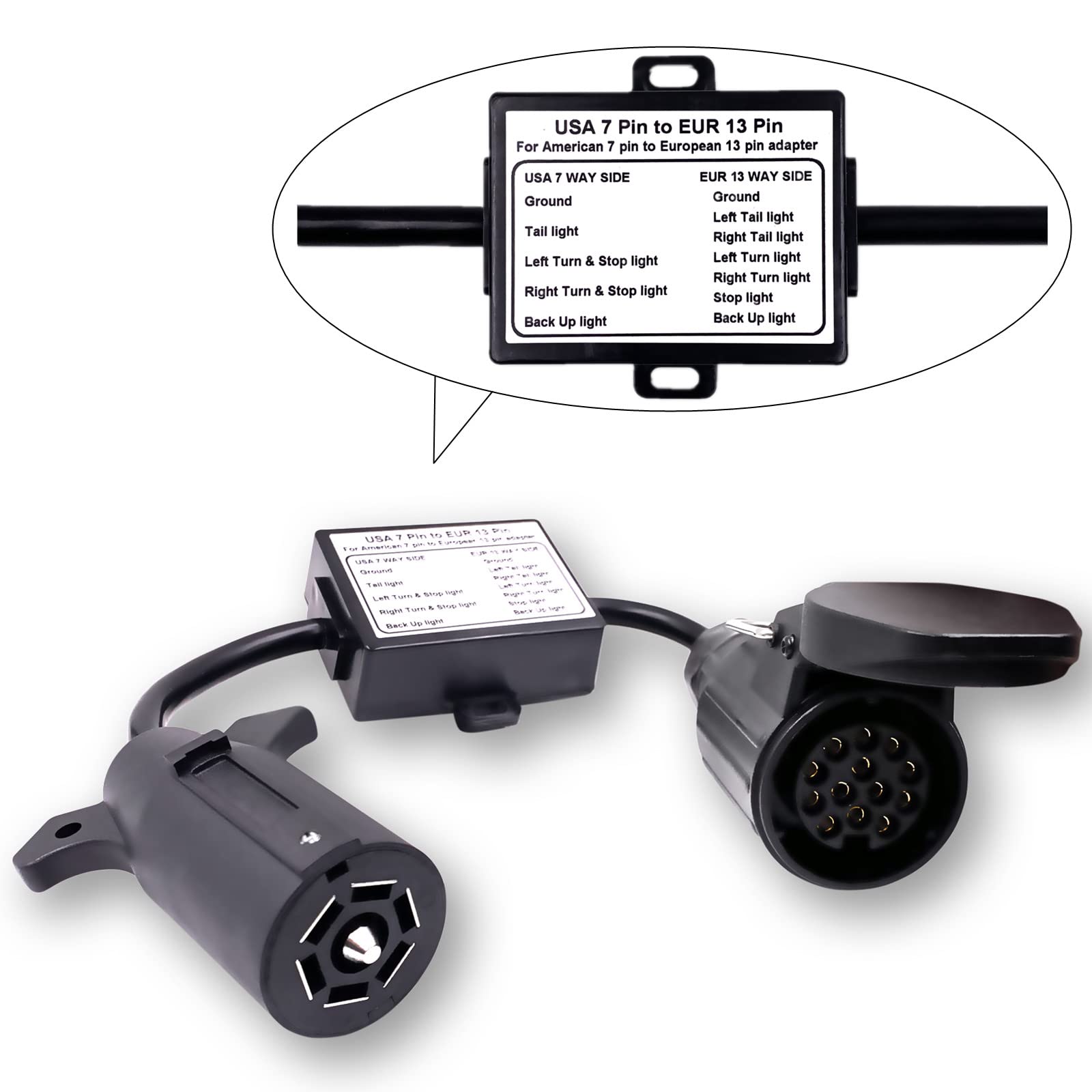 Buy US to EU Trailer Light Converter, US Vehicle with 7Way Blade