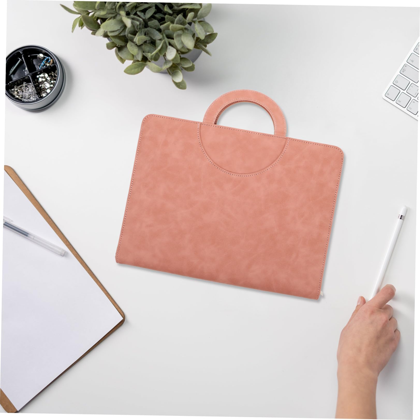 Organizzatore Multifunzionale per Documenti con Zip Sicura Custodia per Documenti A4 in Pu per Viaggio e Uso Domestico Rosa per Professionisti e Studenti
