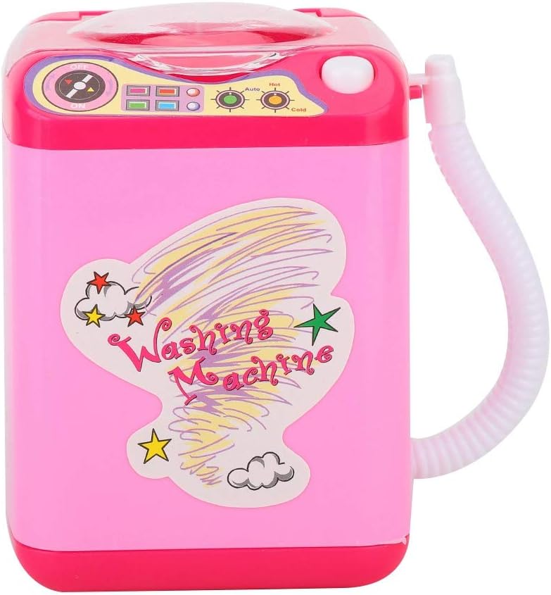 Mini Simulation Washing Machine Electric Make Up Brush Washing Machine Makeup Sponge Washing Machine Cosmetic Brush Powder Puff Washer Beauty Cleaning Makeup Tool(Pink)