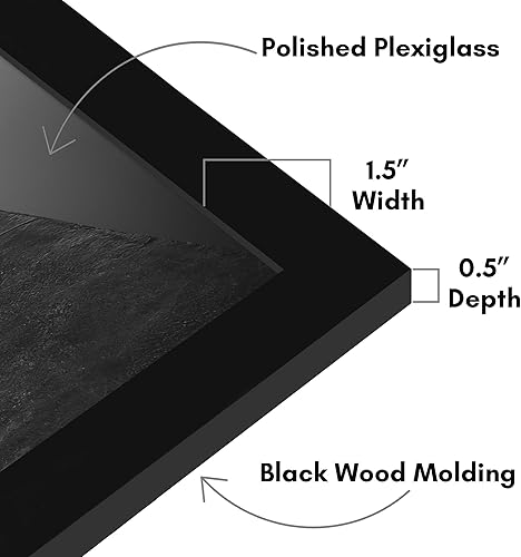 Vista 545 de Americanflat - Marco para póster de 71 x 74 cm con plexiglás pulido, portarretratos negro de madera industrializada, Epic Collection, marco ancho