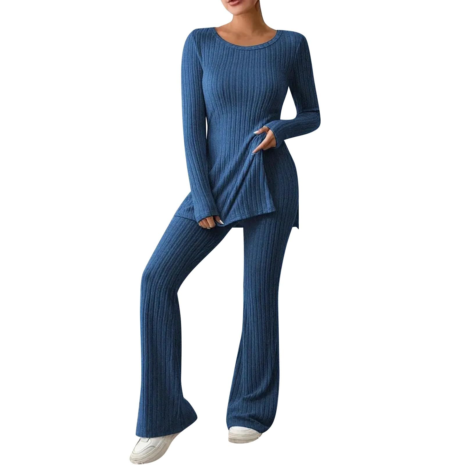 Lounge - Conjunto de 2 piezas para mujer, de punto largo S-3XL, chándal con