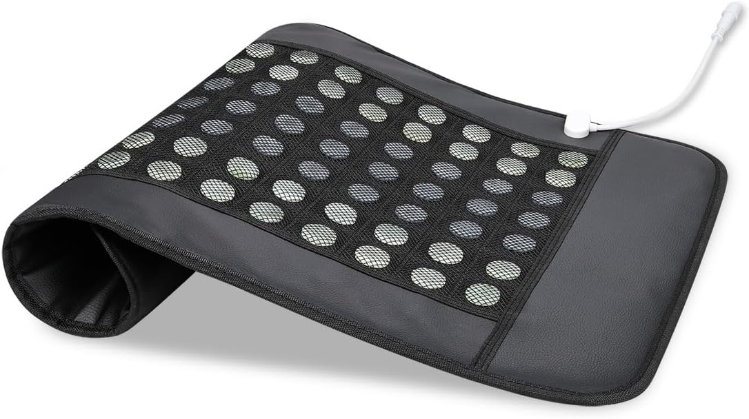 Far Infrared Heating Pad with Natural Jade and Tourmaline Stones - EMF-Free FIR Heat Mat for Back, Shoulder Comfort - Smart Memory Controller, Auto Shut-Off, Travel Bag (26" x 16.5") 2025Upgraded