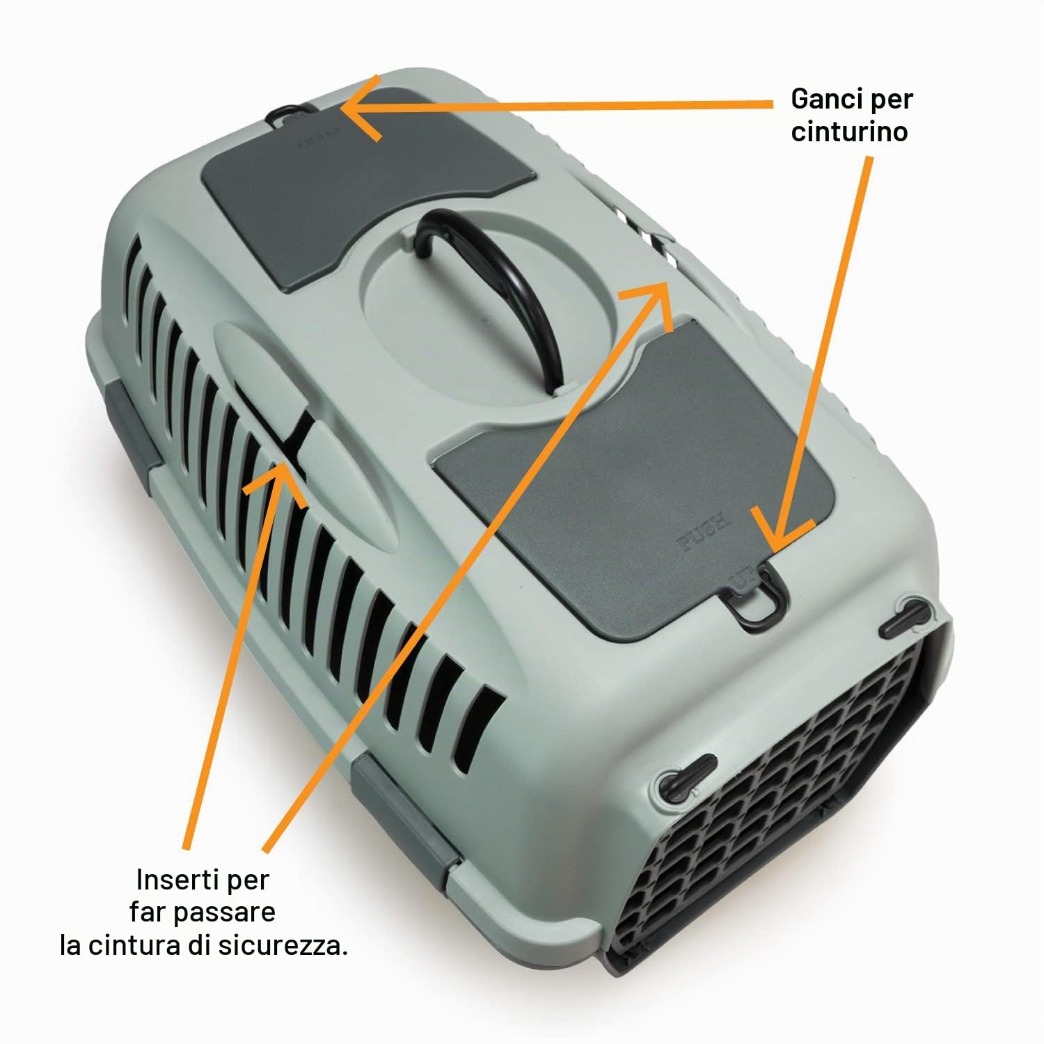 Arquivet Ecoline Trasportino in plastica riciclata per animali domestici - 61 x 40 x 38 cm - con almeno il 90% in plastica riciclata - rigida per cani e gatti con ventilazione, Foggy Green, Grande