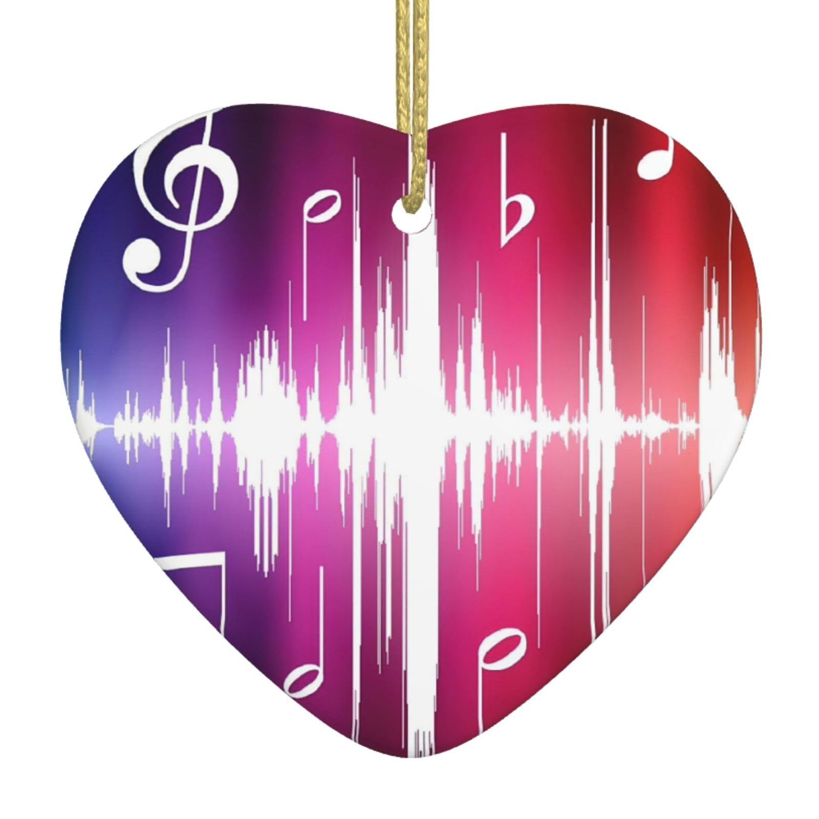 Music Notes. Hanging Ornament Christmas Tree Ornaments For Friend Xmas Heart Ceramic Decorations