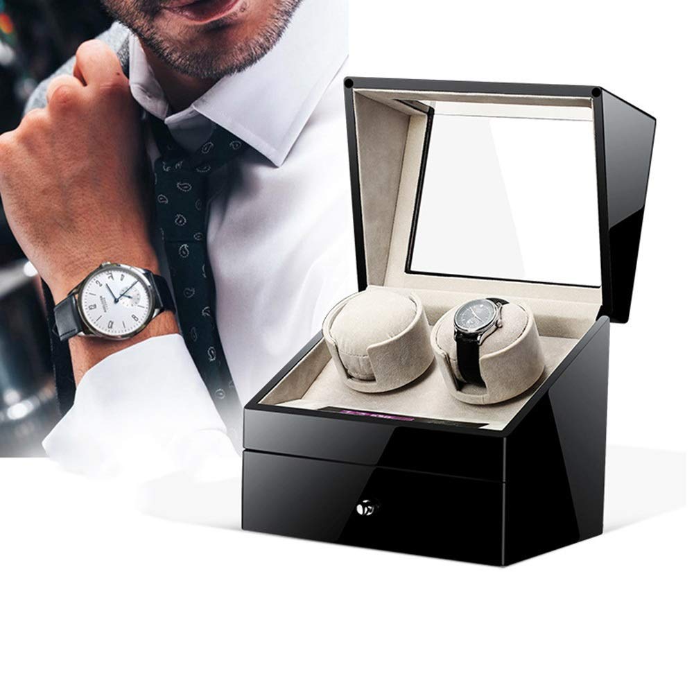 caricaorologi per 2 + 3 contenitori per Orologi caricaorologi Automatico con cassetto, Motore Display Digitale LCD lacca per Pianoforte 5 modalità di Rotazione
