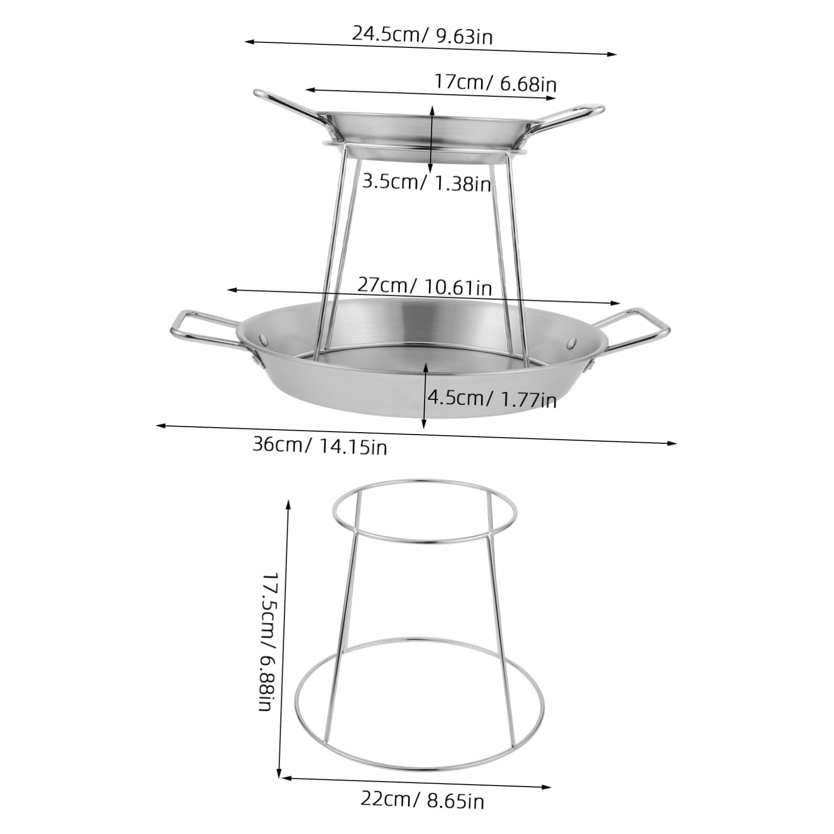 Cabilock 1Set Double Layer Seafood Tower Stainless Steel Serving Platter for Home Dining Party Catering Stable Construction and Reinforced Stability for Seafood Appetizers