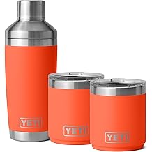 YETI Rambler 20 oz Cocktail Shaker, 2 10 oz Stackable Lowball 2.0, Vacuum Insulated, Stainless Steel with MagSlider Lid, Papaya