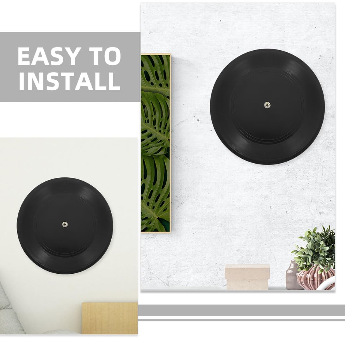 Angoily 10 Pezzi Dischi in Vinile Decorativi Neri da 12 Pollici, Esposizione da Parete per Arredamento Estetico di Camere, Supporto per Mensola e Decorazioni per Soggiorno e Studio