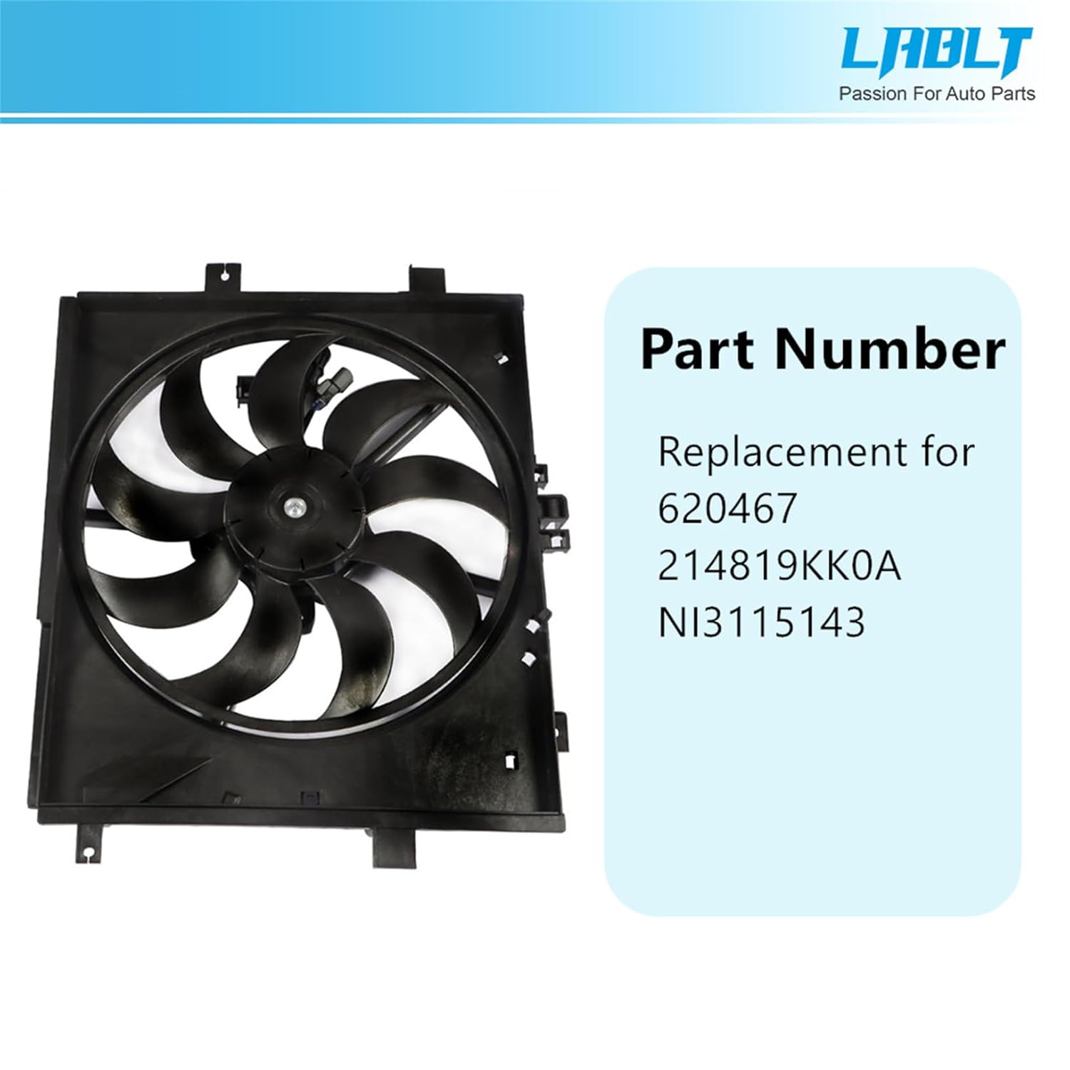 LABLT Radiator Cooling Fan Replacement for 2012-2019 Versa Models 620467 214819KK0A
