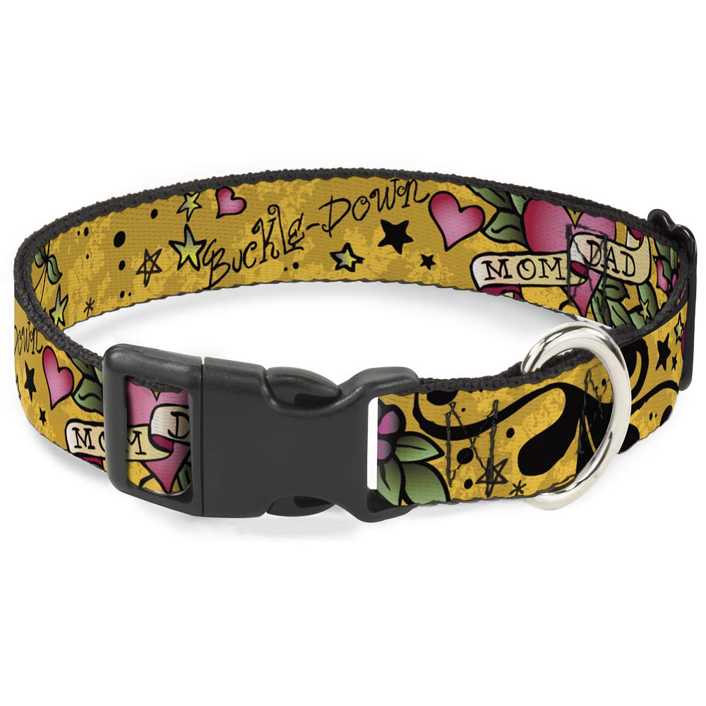 Pince à col jaune Buckle Down ajustable de 13 à 45 cm pour petits et grands chiens