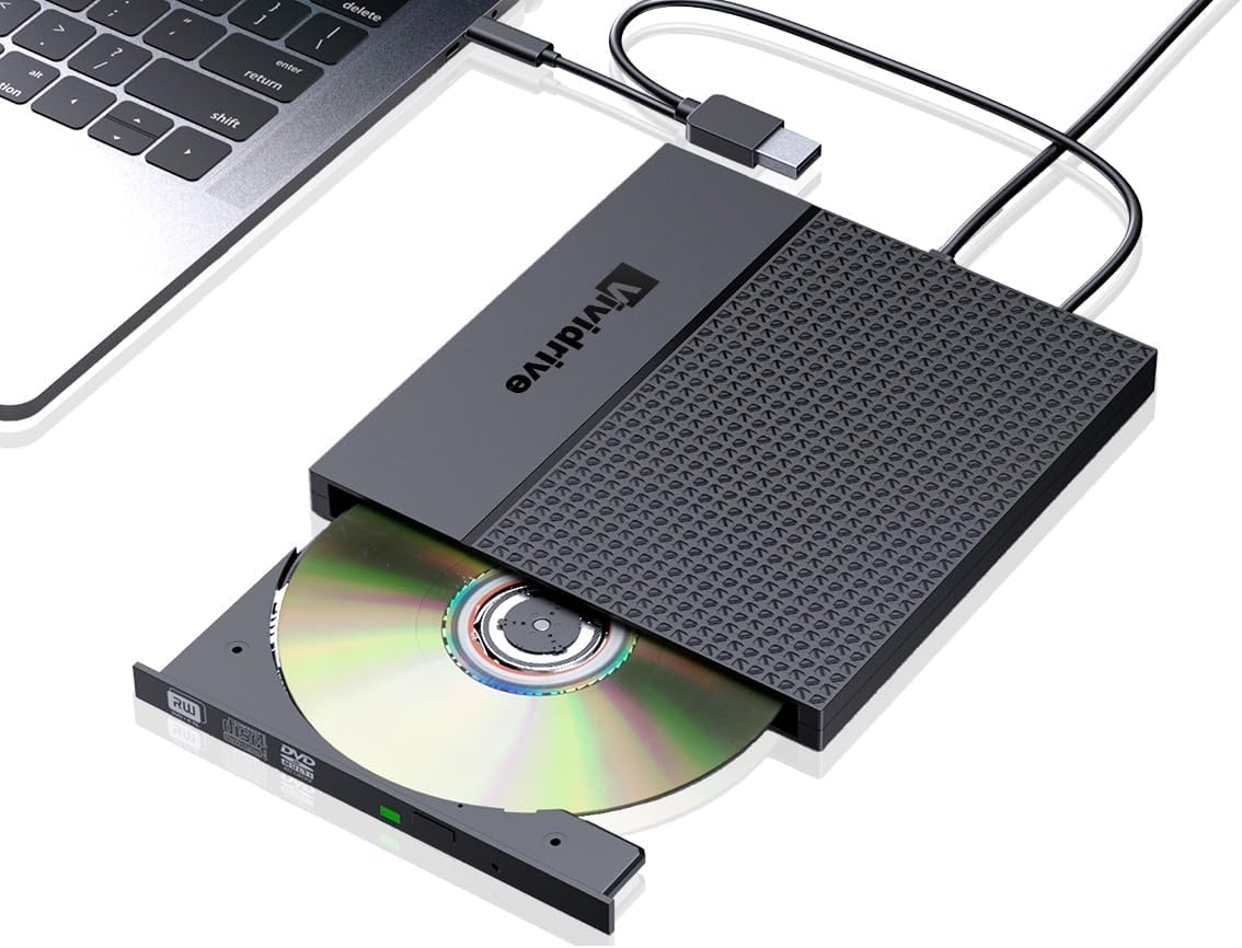 Rioddas External CD/DVD Drive for Laptop, USB 3.0 CD DVD