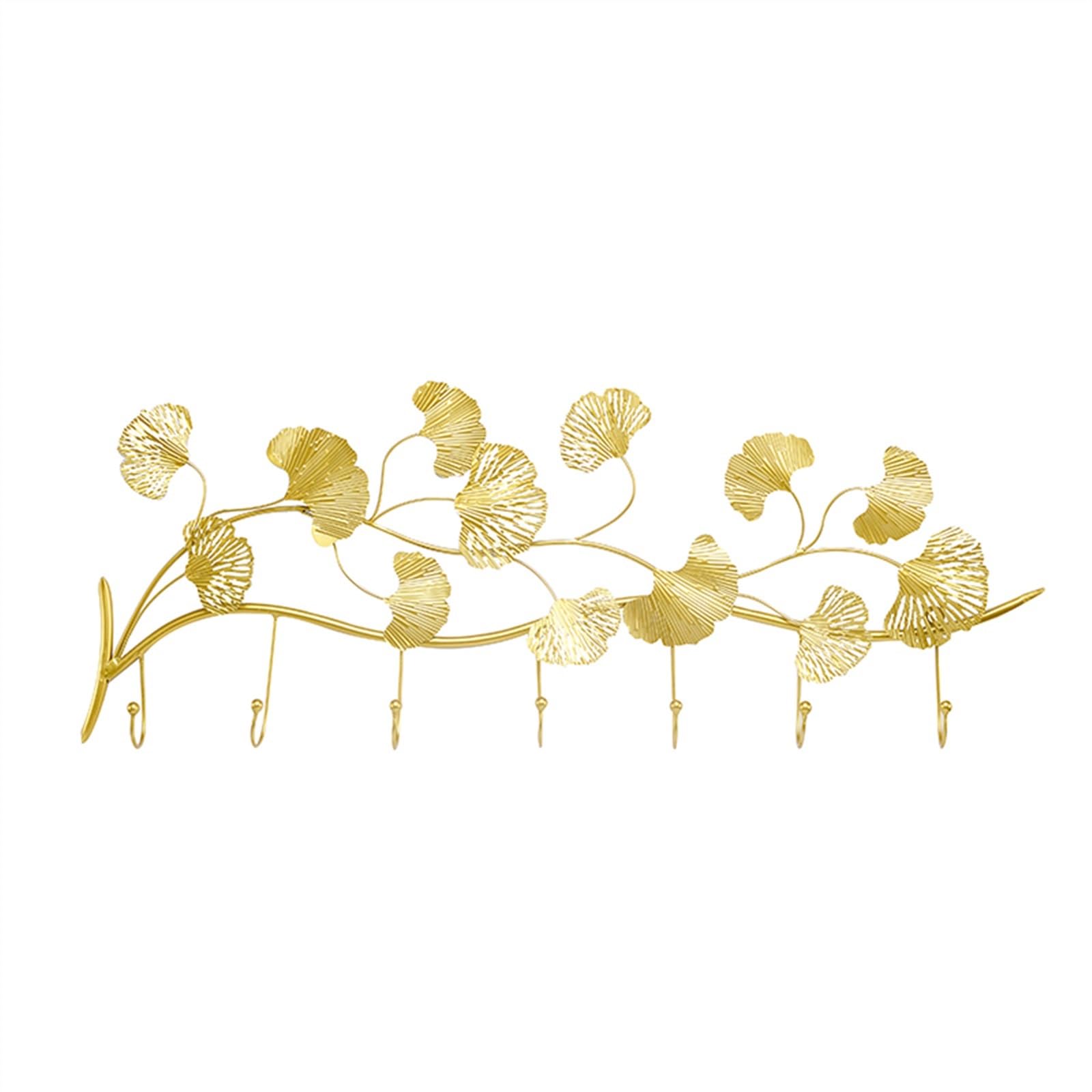 YQINQIN83B Coat Hangers Entrance Cloak Rack Hooks Wall Apricot Leaf Light Luxury No Punch Creative Mounted for Bedroom