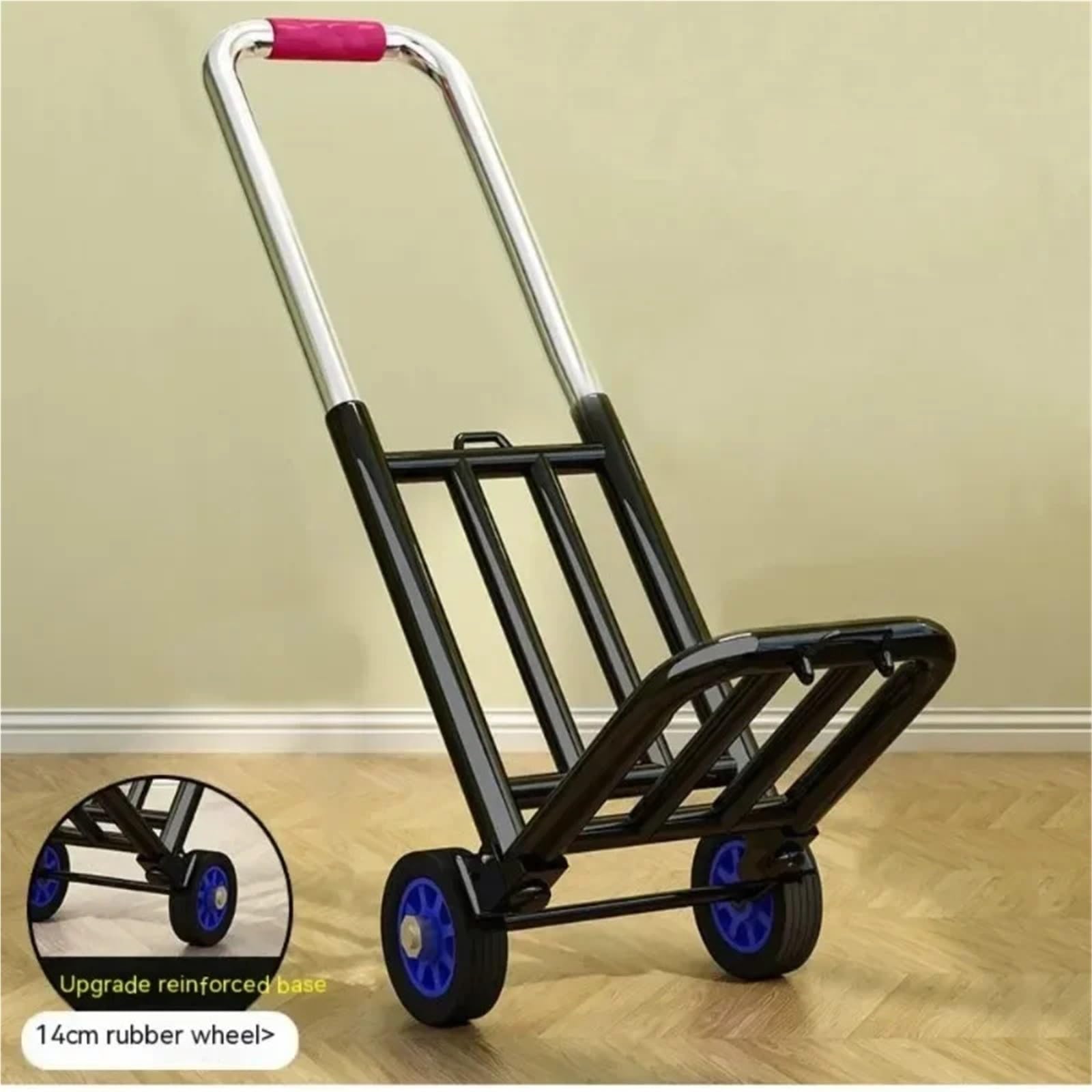 Carrito de compras plegable con mango ajustable, ruedas de poliuretano resistentes para subir escaleras fácilmente, carrito utilitario resistente para el hogar y la tienda de comestibles