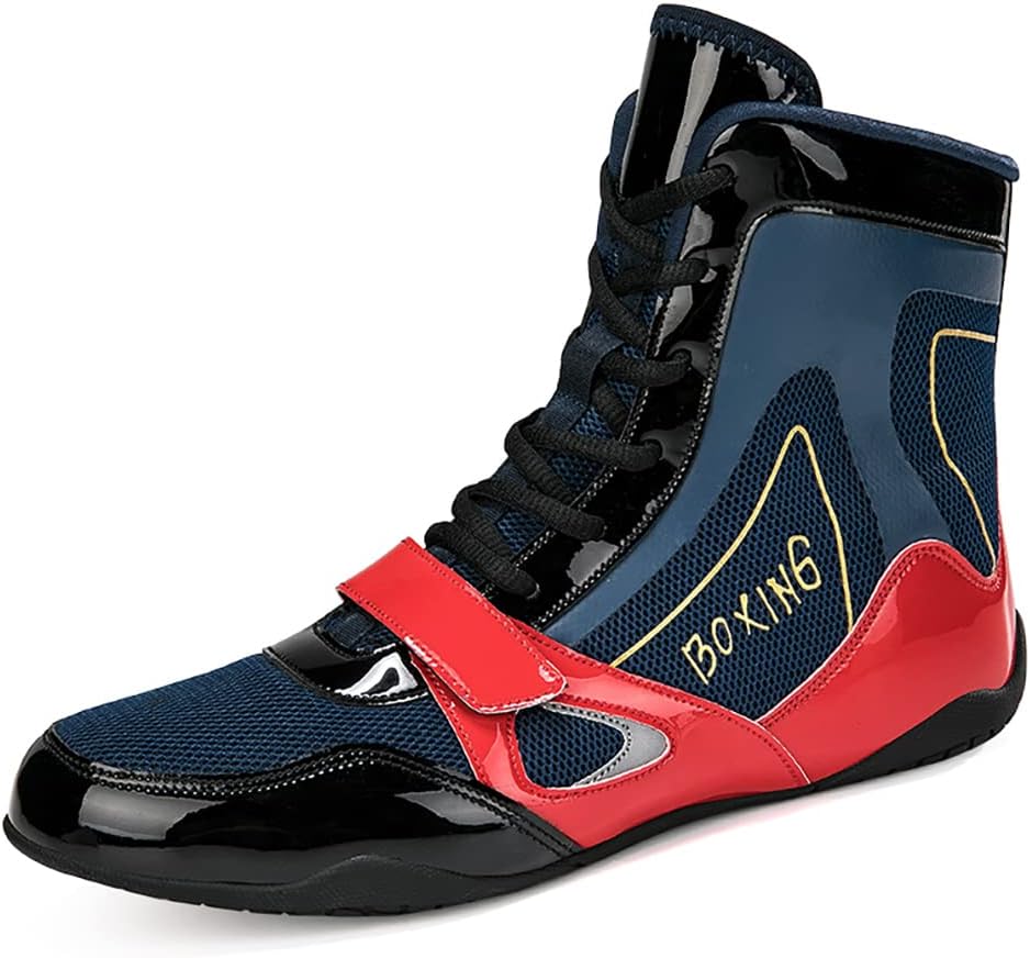 ボクシングシューズ　リングシューズ ハイカット レスリングシューズ トレーニング 軽量 靴底が薄い 格闘技 スニーカー ジム