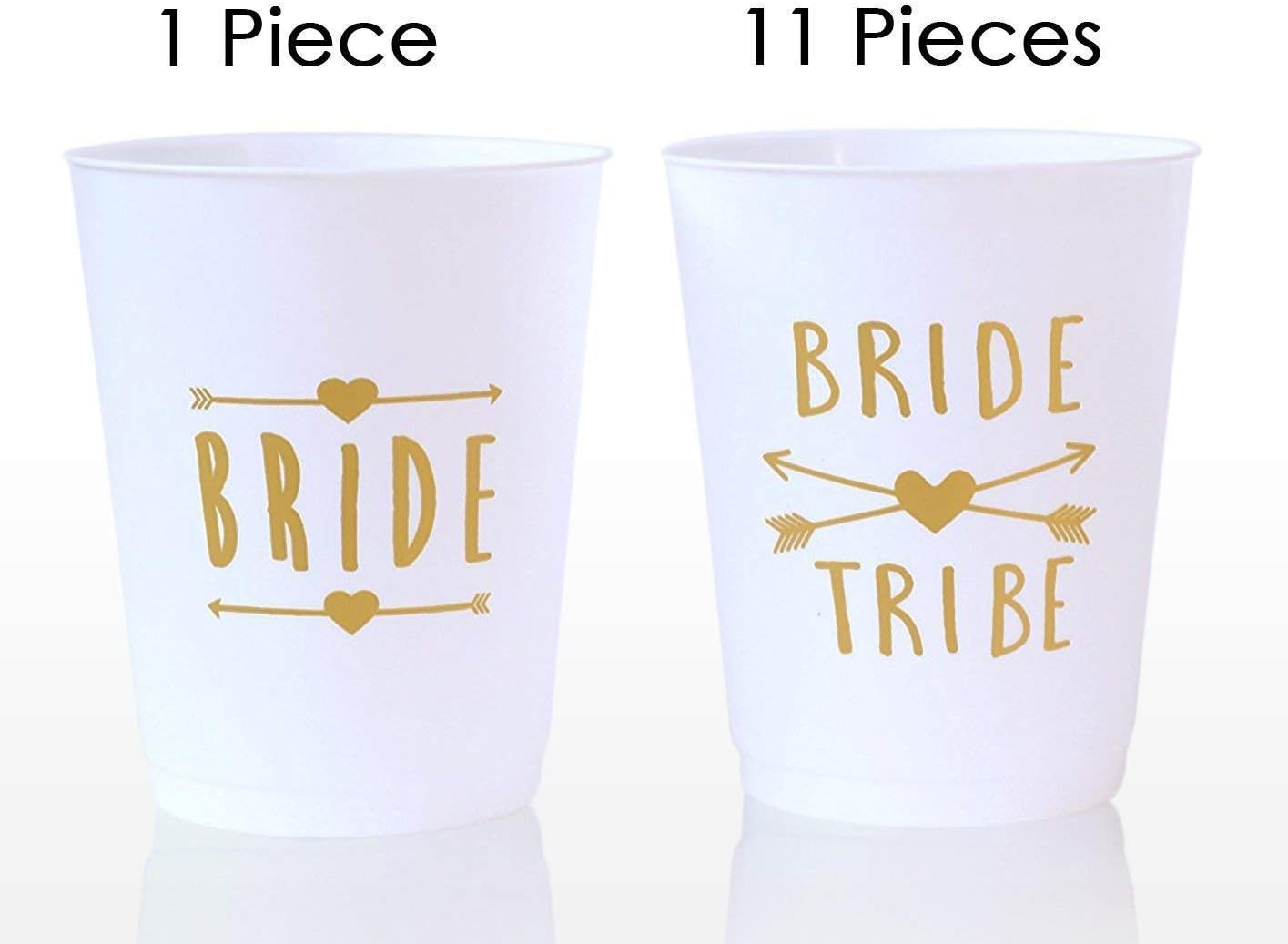 (12 Pack ) Bride and Bride Tribe Cups White - for Bachelorette, Bridal, & Hen Parties