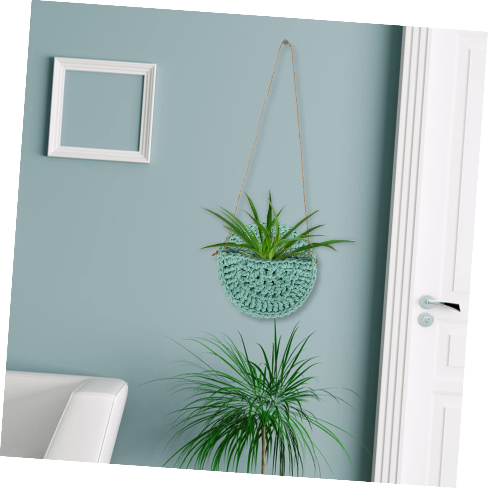TOYANDONA 3 Pezzi Cesto decorativo in stile nordico parete estetico appendiabiti per piante macramè sospeso gancio all'uncinetto appendini per fiori per esterno cotone Verde chiaro