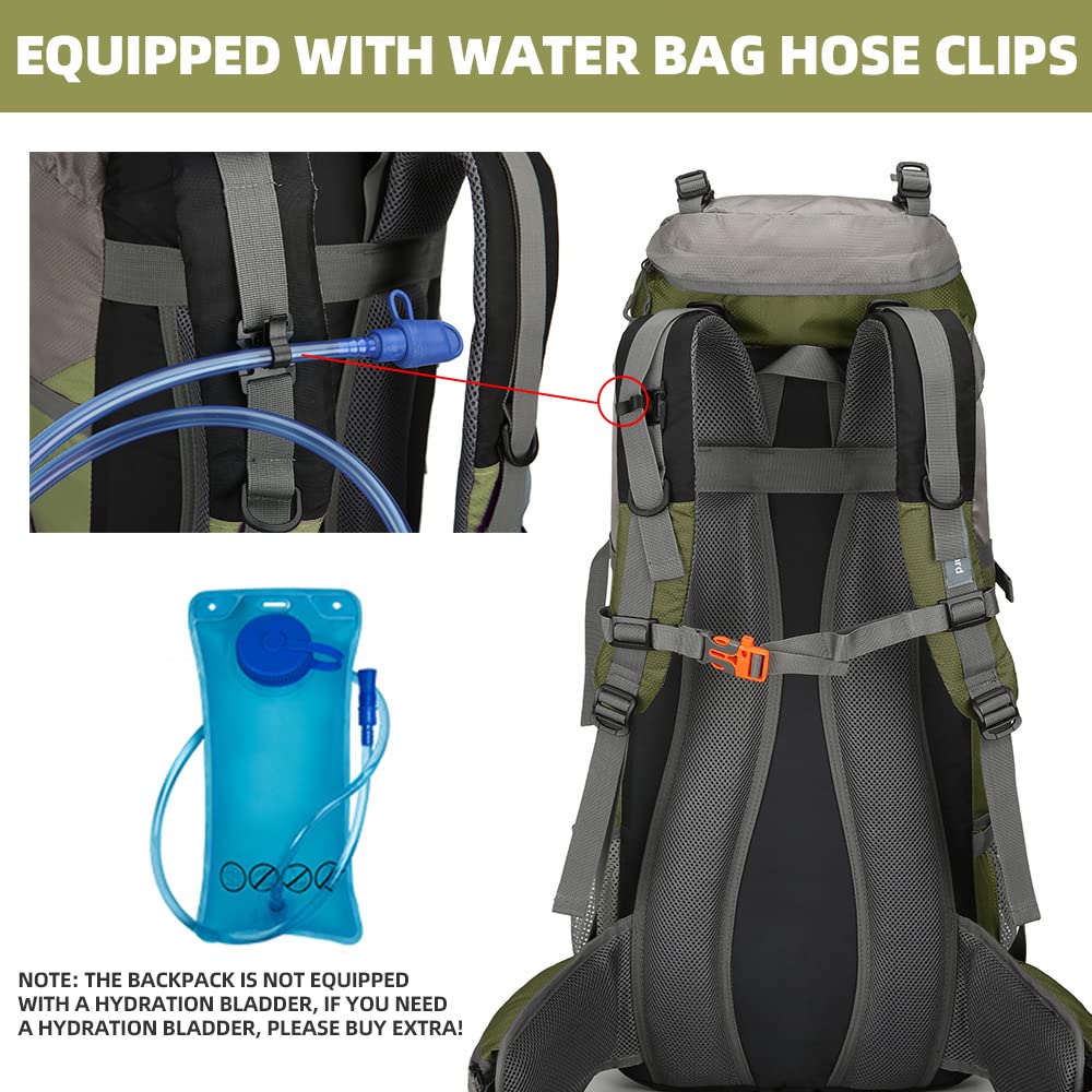 HongXingHai 70L Waterproof Hiking Backpack With Rain Cover - Large Camping Backpack For Outdoor Trekking (Green) - View #8
