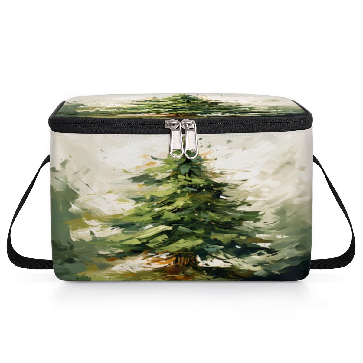 Abstract Christmas Tree Lunch Bags for Women Men 9 Cans, Hot & Cold Food Delivery Bag Insulated Grocery Bag Insulated Lunch Box Cooler Bag for Office Work Picnic Beach